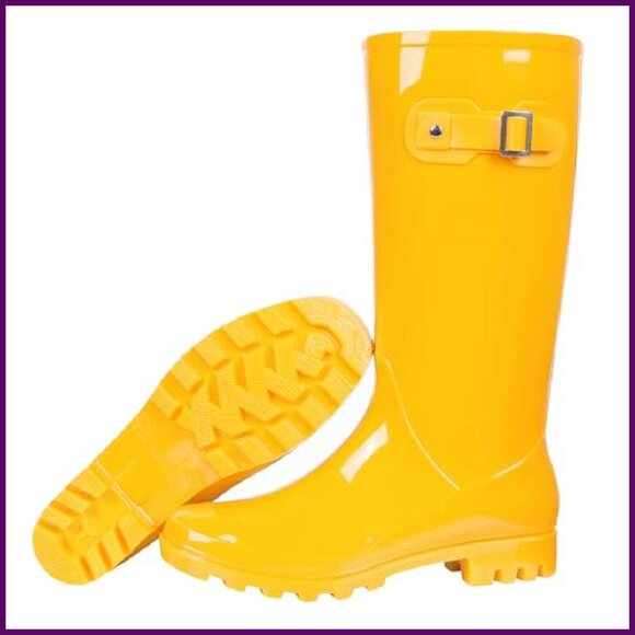 Knee High Rain Boots Narrow Calf Waterproof PVC Fashion Tall Shoes - Picture 6 of 7
